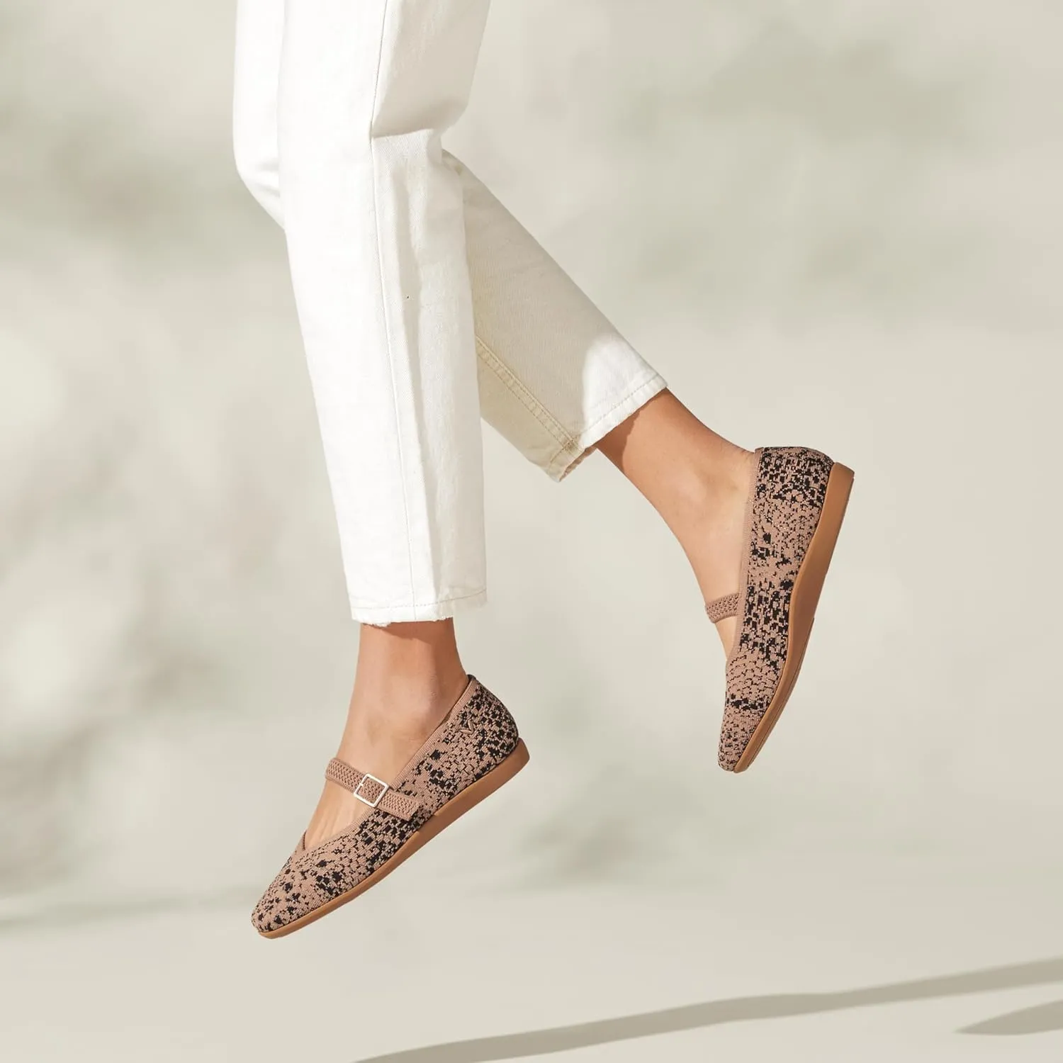 VIVAIA Margot Walker Mary Jane Women Flat Shoes Slip on Square-Toe Washable Shoes Comfortable for Work with Arch Support