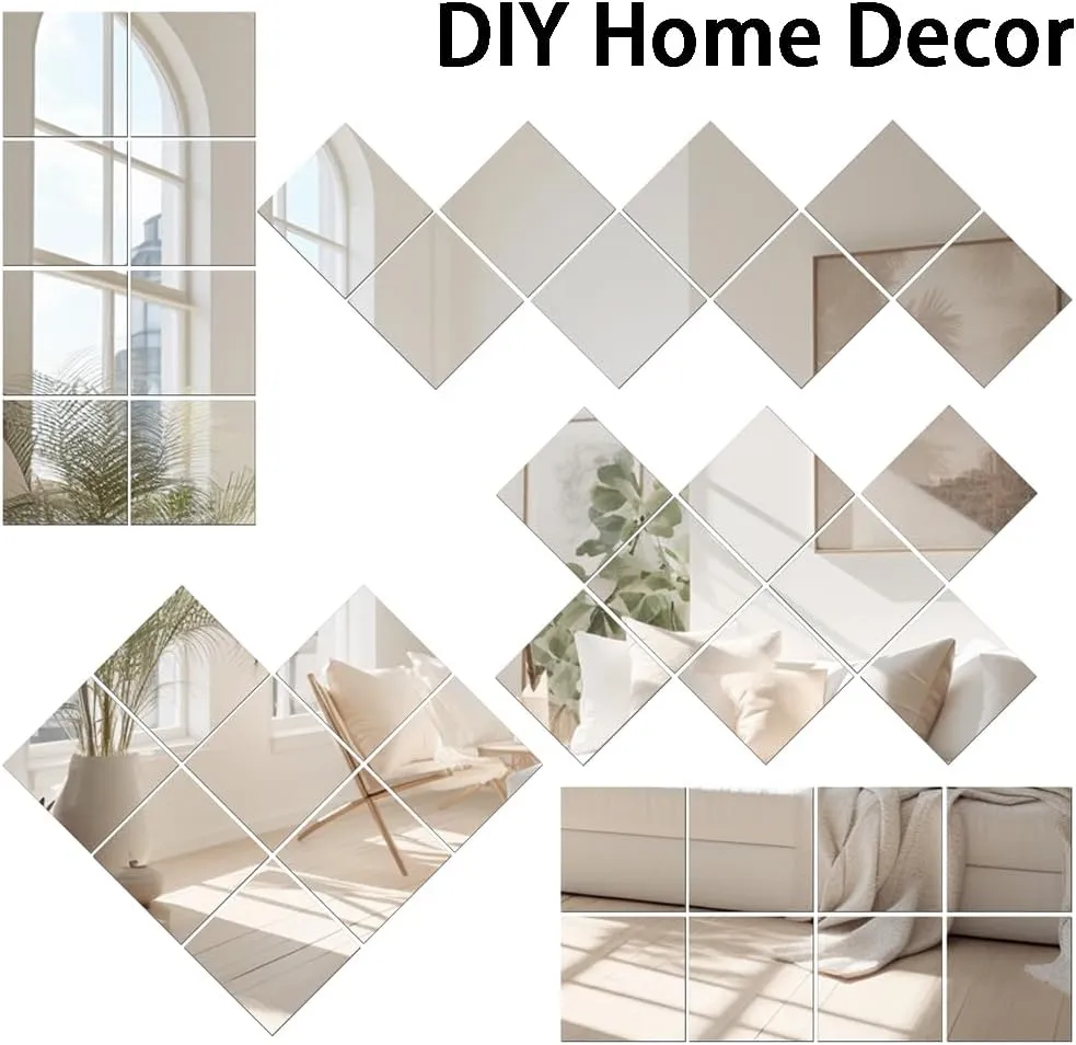 Vlush Full Length Wall Mirror 12'' x 12'' x 8PCS Home Gym Full Body & Tiles Full Length Mirror Wall Mounted Mirrors Decorative for Home Gym, Door, Bedroom & Bathroom