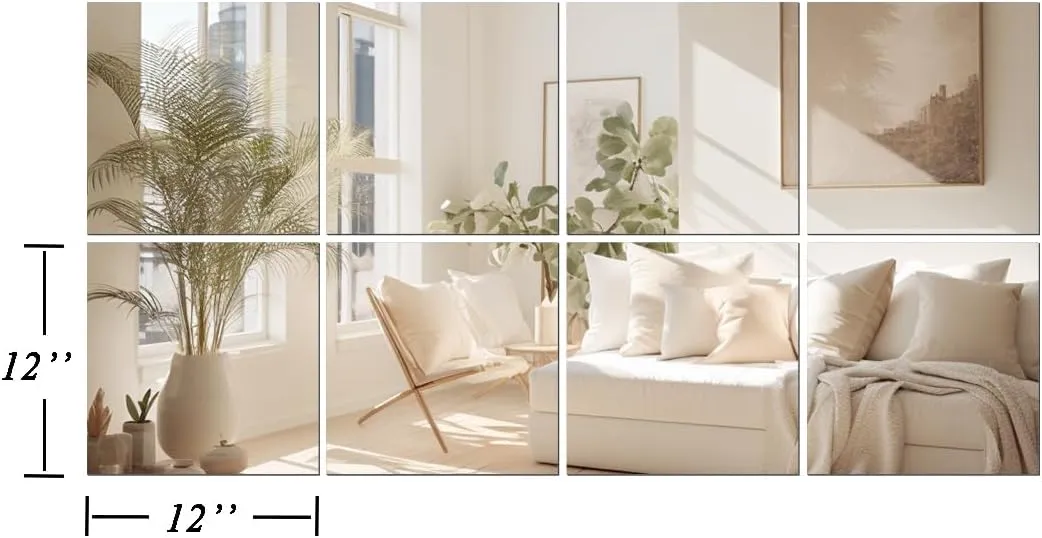 Vlush Full Length Wall Mirror 12'' x 12'' x 8PCS Home Gym Full Body & Tiles Full Length Mirror Wall Mounted Mirrors Decorative for Home Gym, Door, Bedroom & Bathroom