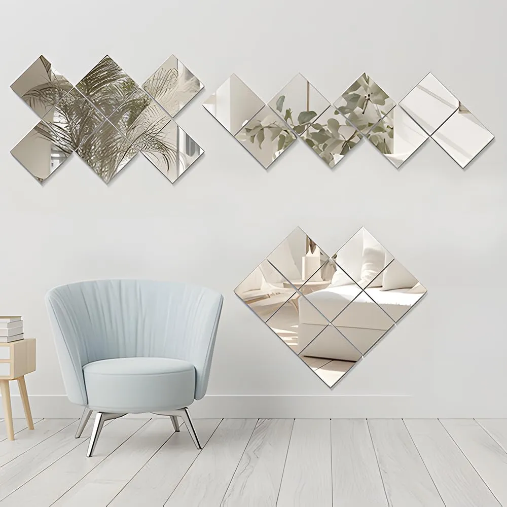 Vlush Full Length Wall Mirror 12'' x 12'' x 8PCS Home Gym Full Body & Tiles Full Length Mirror Wall Mounted Mirrors Decorative for Home Gym, Door, Bedroom & Bathroom