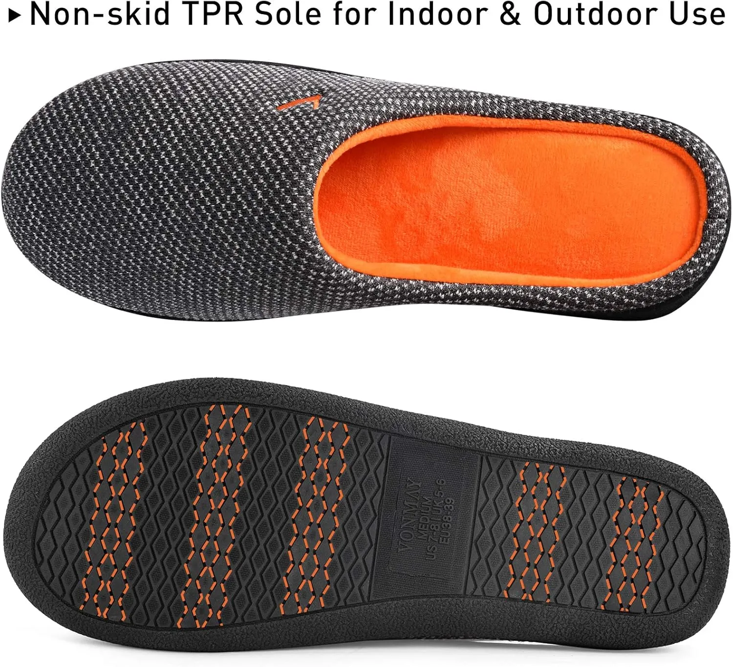 VONMAY Women's Slip On Slippers Warm Two-Tone Memory Foam House Shoes Lightweight Non-Slip Indoor Outdoor