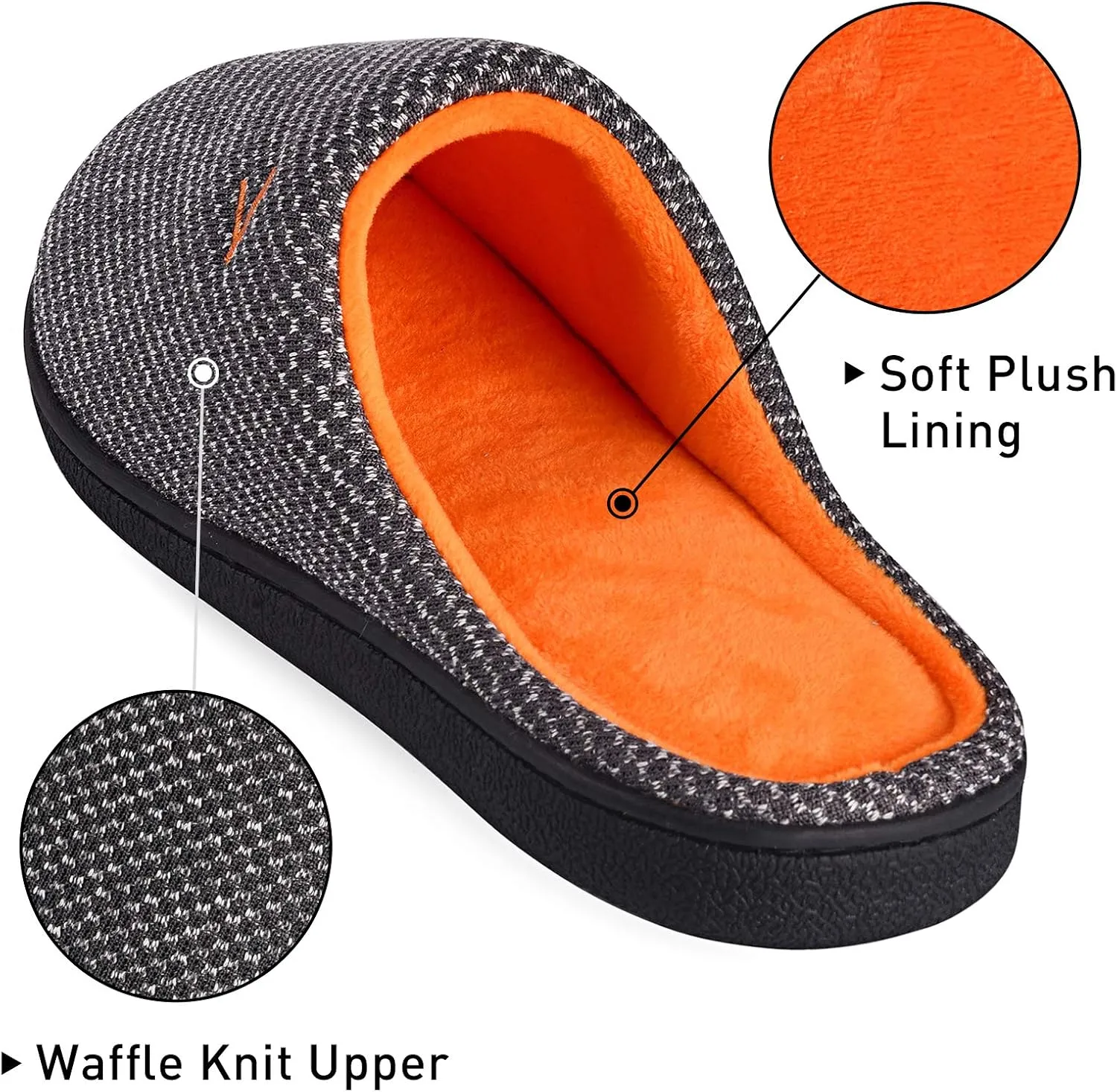VONMAY Women's Slip On Slippers Warm Two-Tone Memory Foam House Shoes Lightweight Non-Slip Indoor Outdoor