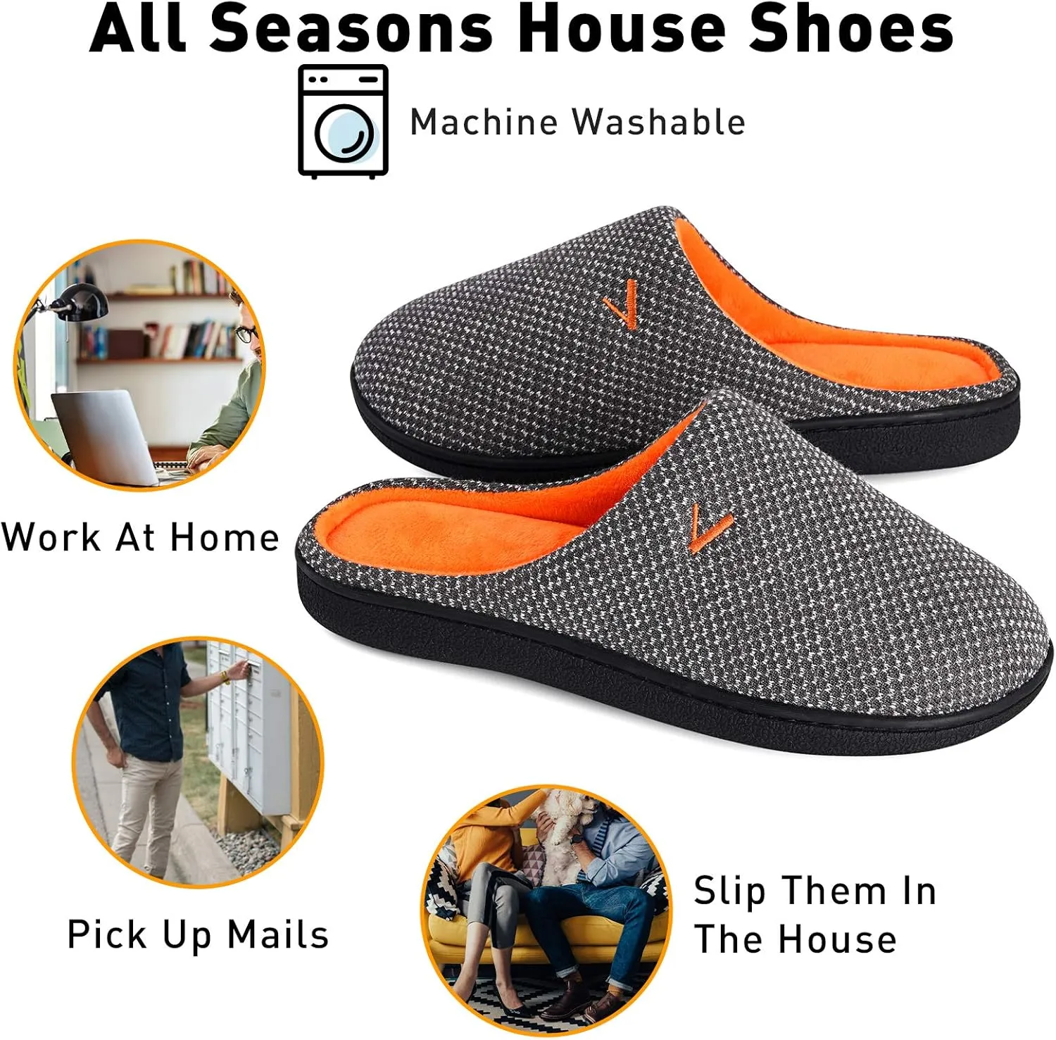 VONMAY Women's Slip On Slippers Warm Two-Tone Memory Foam House Shoes Lightweight Non-Slip Indoor Outdoor