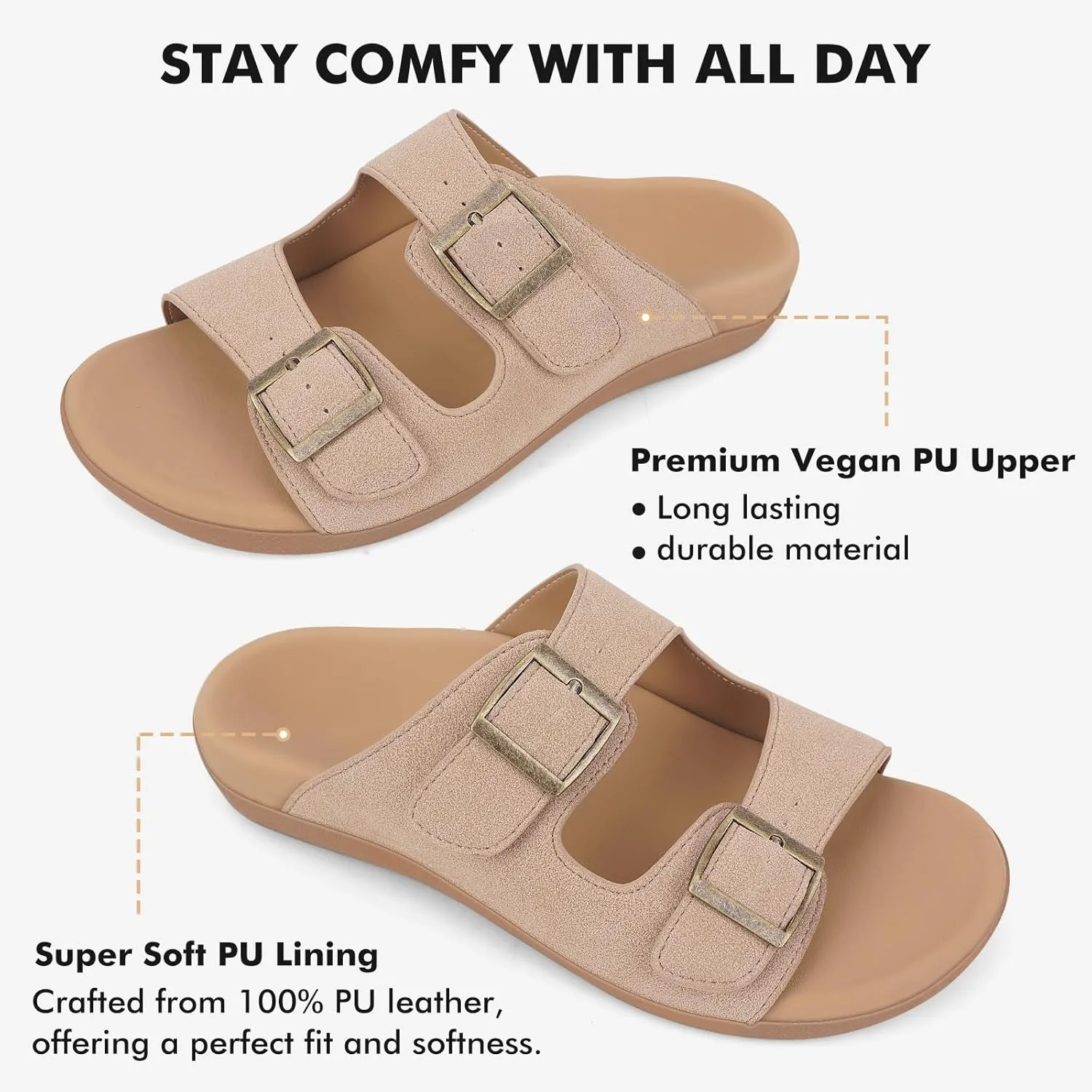 V.Step Orthopedic Slide Sandals with Arch Support Man Women Orthopedic Slippers for Plantar Fasciitis, Orthotic Slippers Sandals with Adjustable Buckle Strap Foot Pain Relief Indoor and Outdoor
