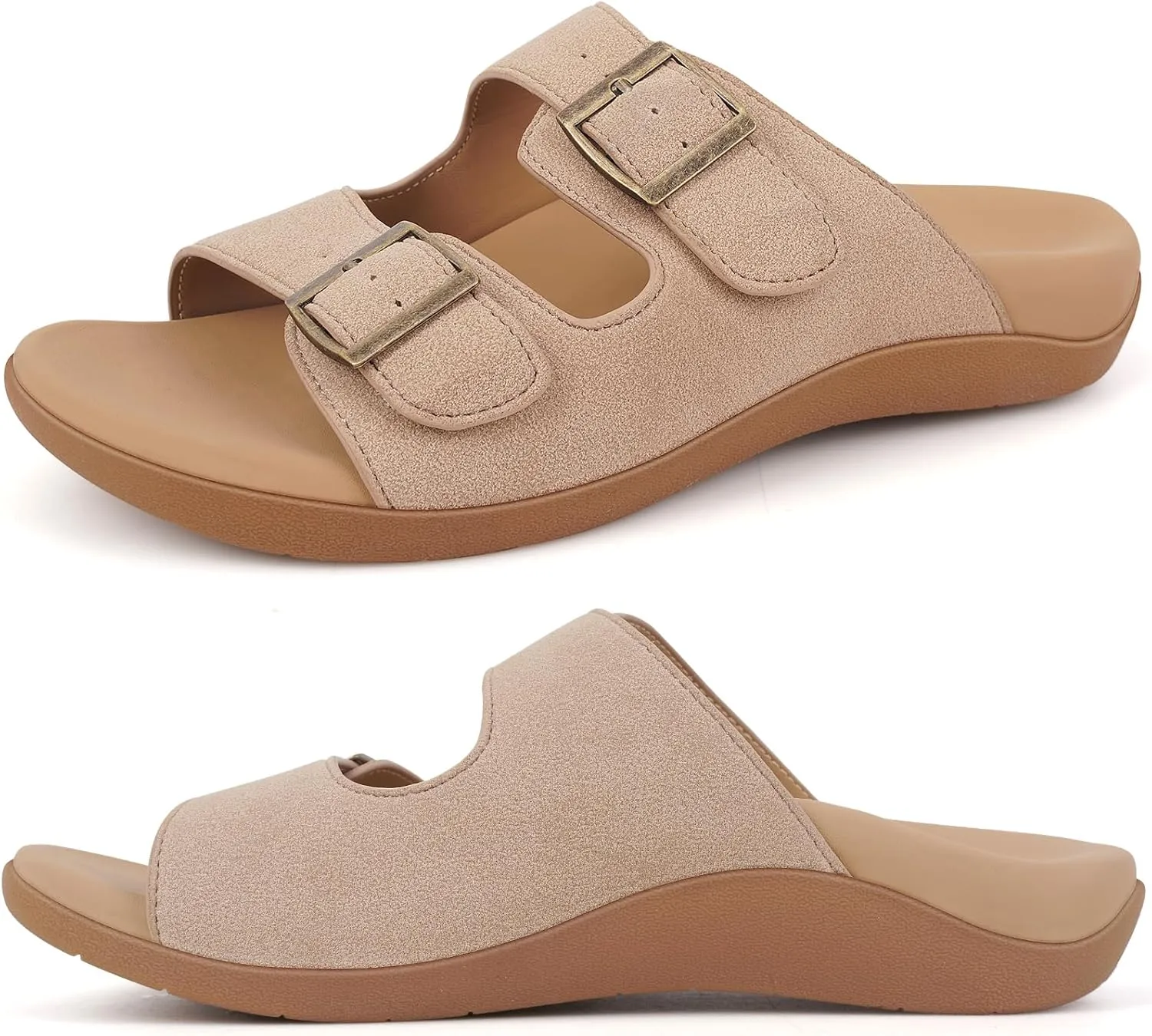V.Step Orthopedic Slide Sandals with Arch Support Man Women Orthopedic Slippers for Plantar Fasciitis, Orthotic Slippers Sandals with Adjustable Buckle Strap Foot Pain Relief Indoor and Outdoor