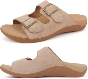 V.Step Orthopedic Slide Sandals with Arch Support Man Women Orthopedic Slippers for Plantar Fasciitis, Orthotic Slippers Sandals with Adjustable Buckle Strap Foot Pain Relief Indoor and Outdoor