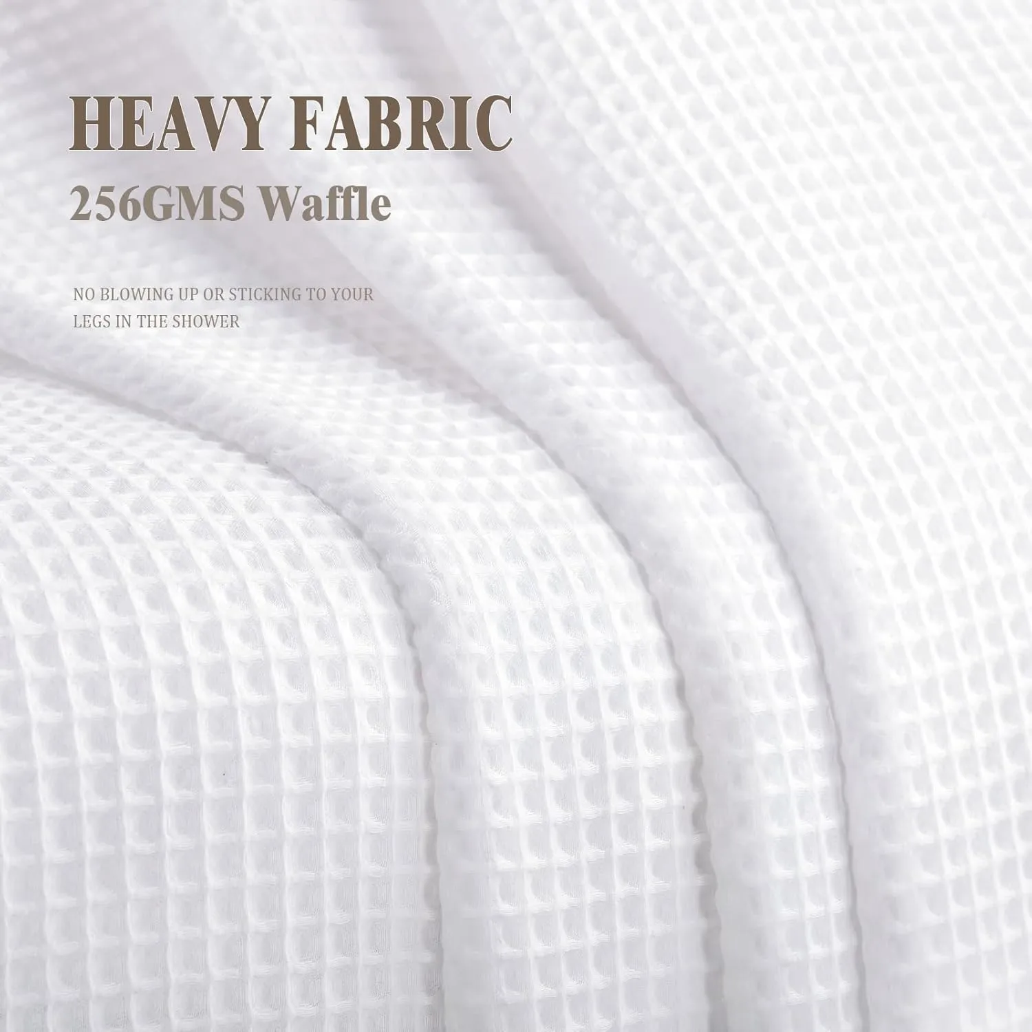 Waffle Weave Shower Curtain Cotton Fabric Texture Shower Curtain for Bathroom White,72Wx75L