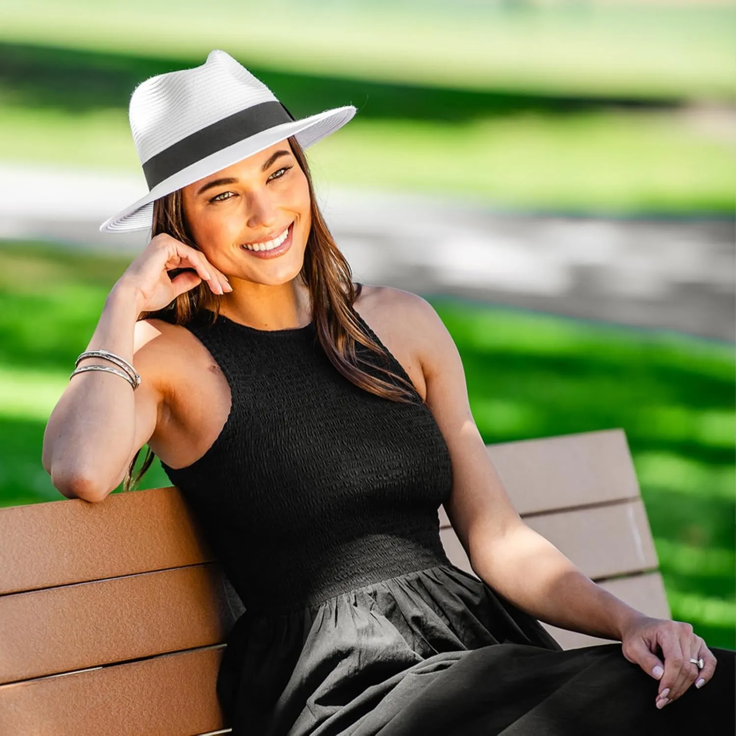 Wallaroo Hat Company Women’s Petite Palm Beach Fedora – UPF 50  UV Protection Sun Hat, Packable, Adjustable, Small Size