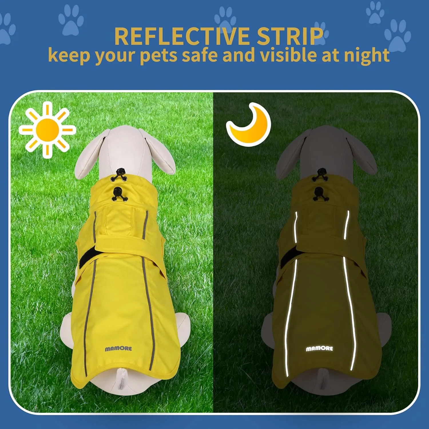 Waterproof Dog Raincoat with Reflective Strip, Adjustable Breathable Rain Coat Jacket with Leash Hole for Dogs (Light Green, XX-Large)
