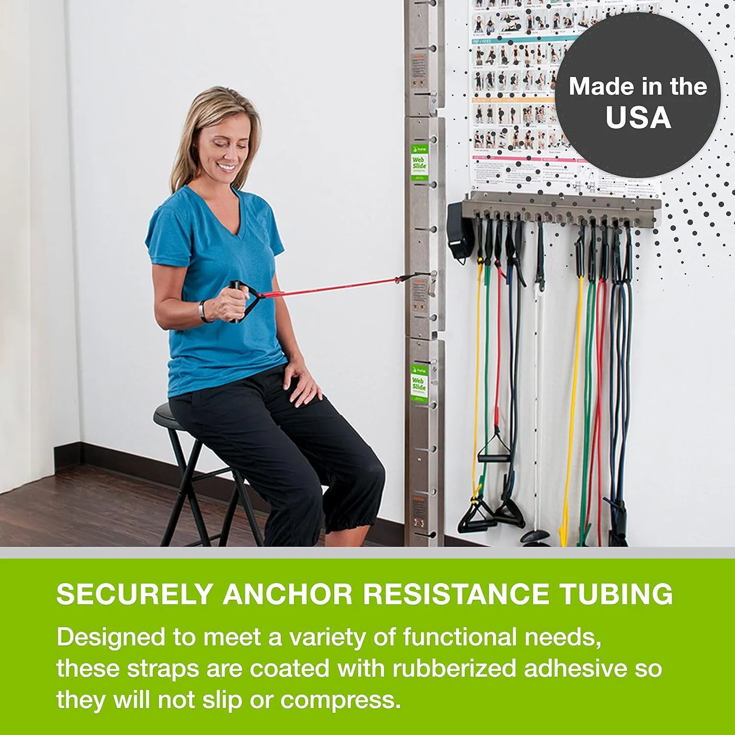 Web Anchor Strap with Metal Hook - 12 Pack - Physical Rehab Accessory for Clinic, Home, or Gym