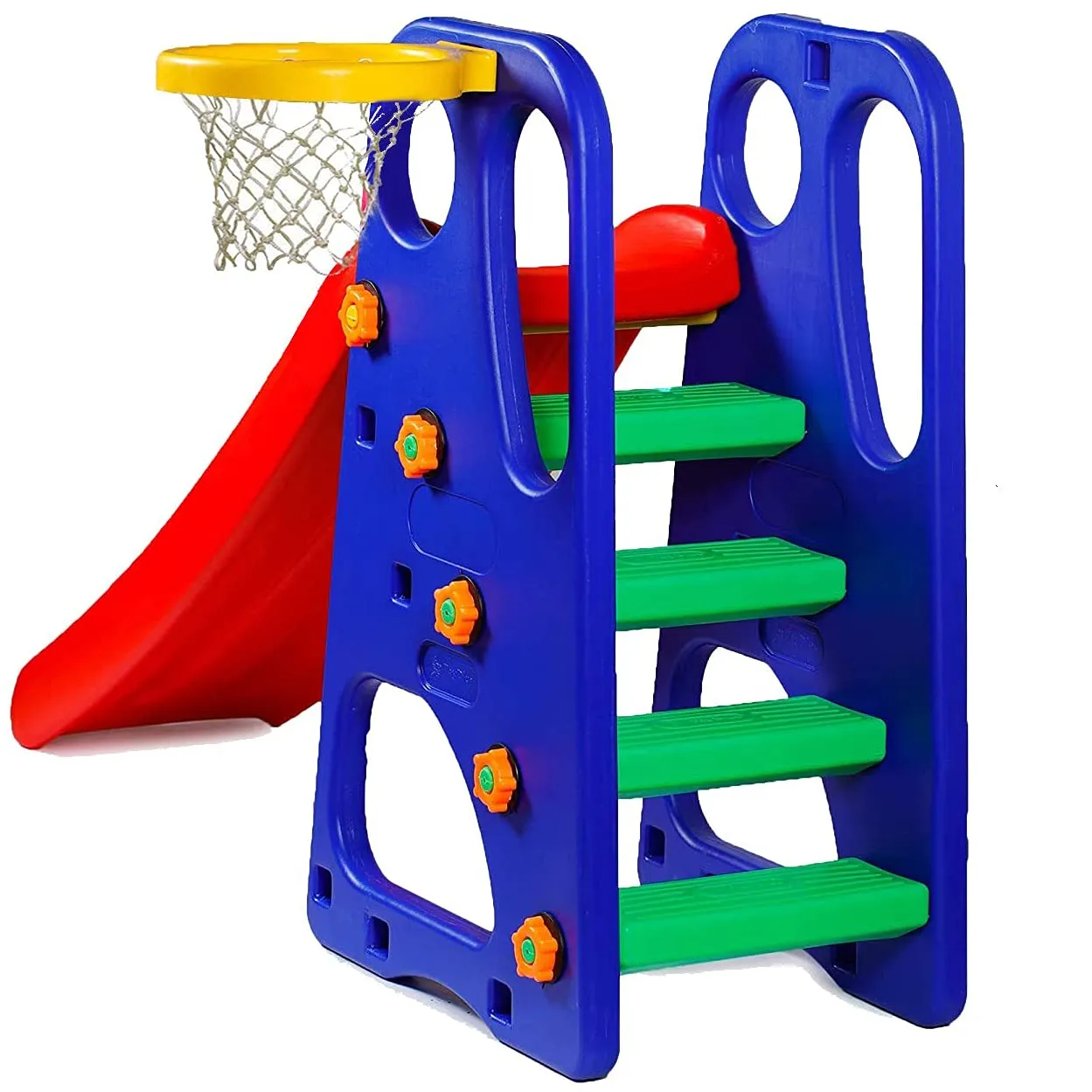 Webby Premium Foldable Garden Slide with Adjustable Height, Basketball Ring