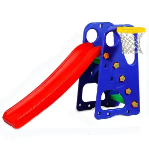 Webby Premium Foldable Garden Slide with Adjustable Height, Basketball Ring