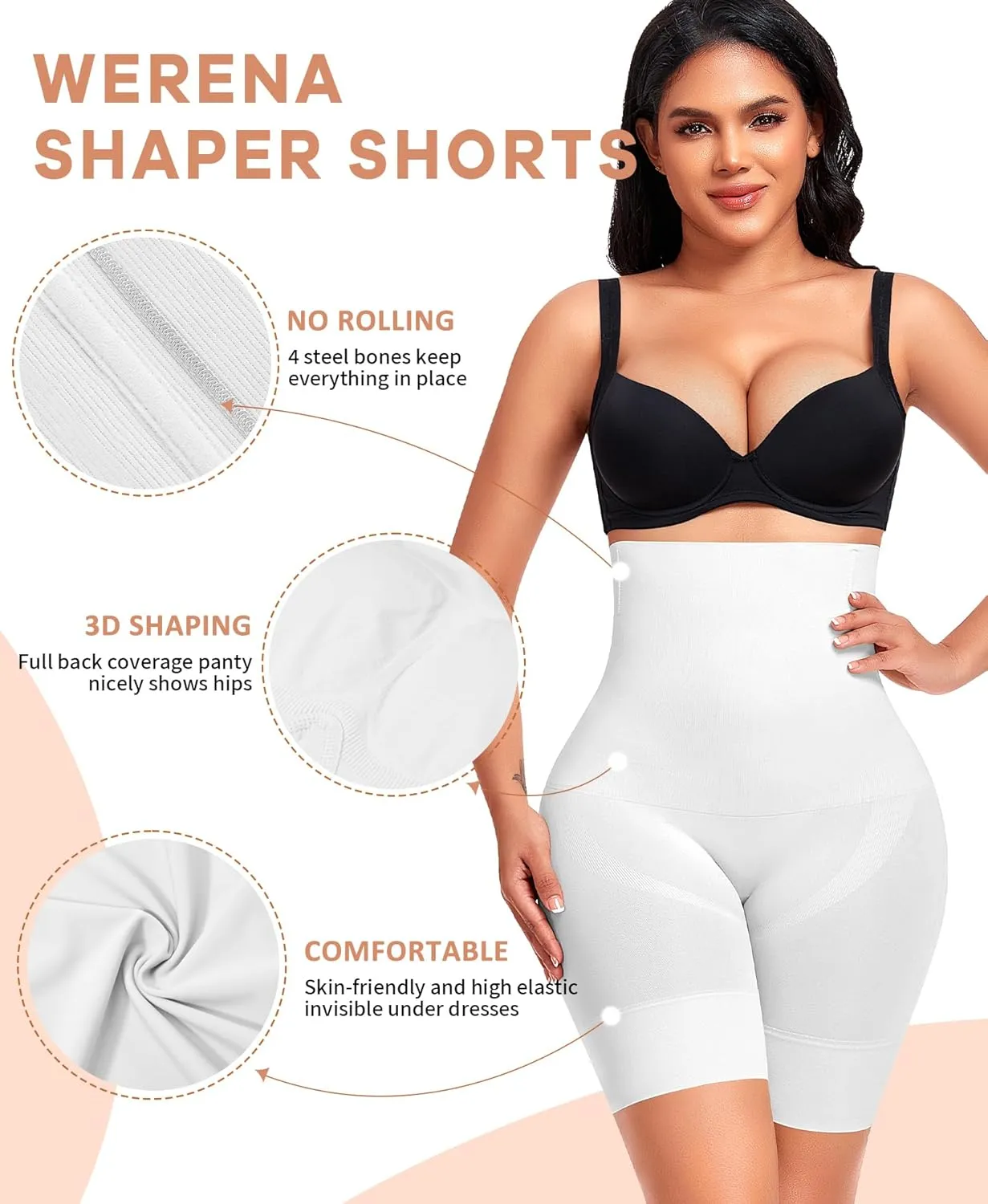 Werena Tummy Control Shapewear Shorts for Women Seamless High Waisted Body Shaper Shaping Underwear Girdle Panties