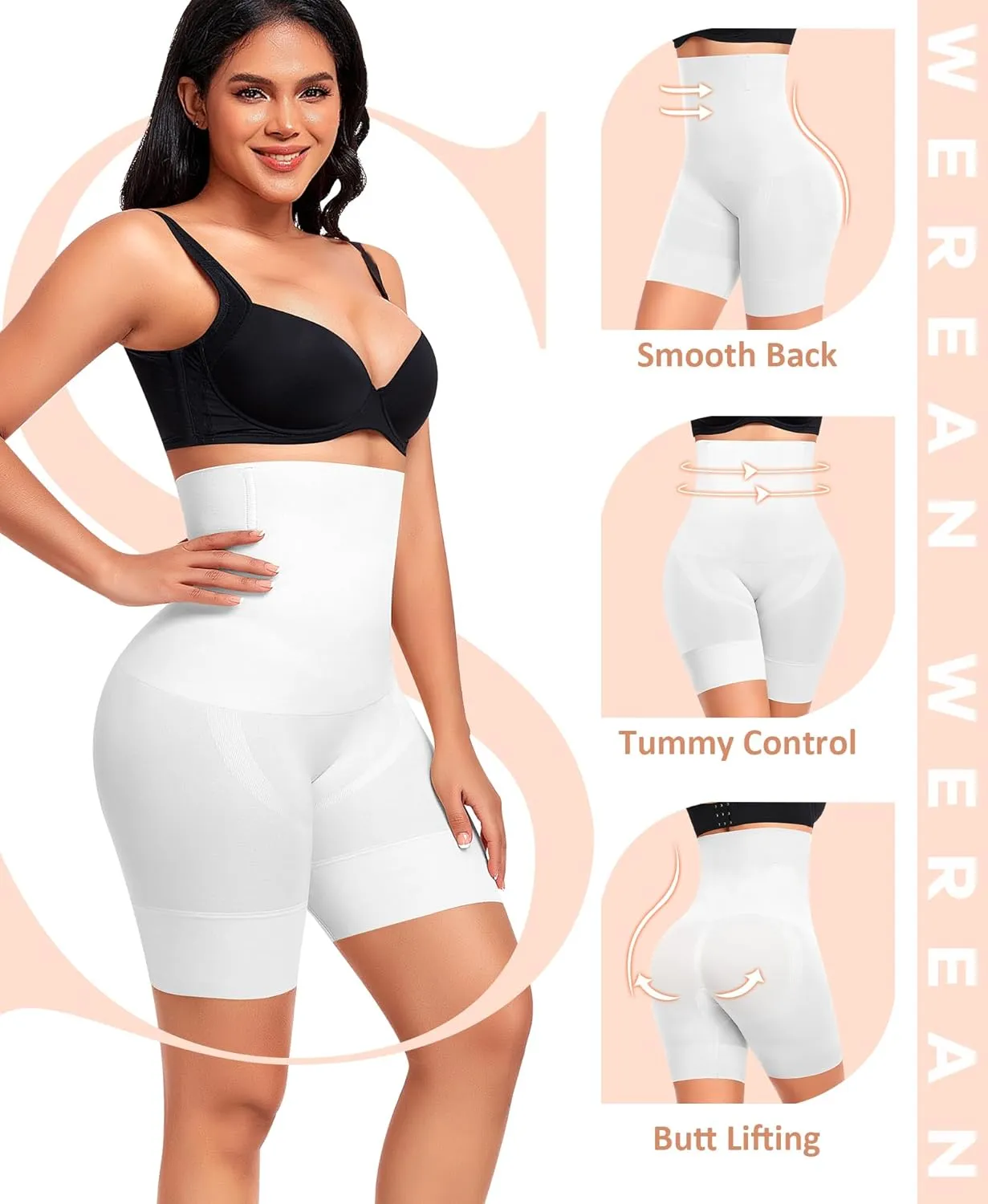 Werena Tummy Control Shapewear Shorts for Women Seamless High Waisted Body Shaper Shaping Underwear Girdle Panties