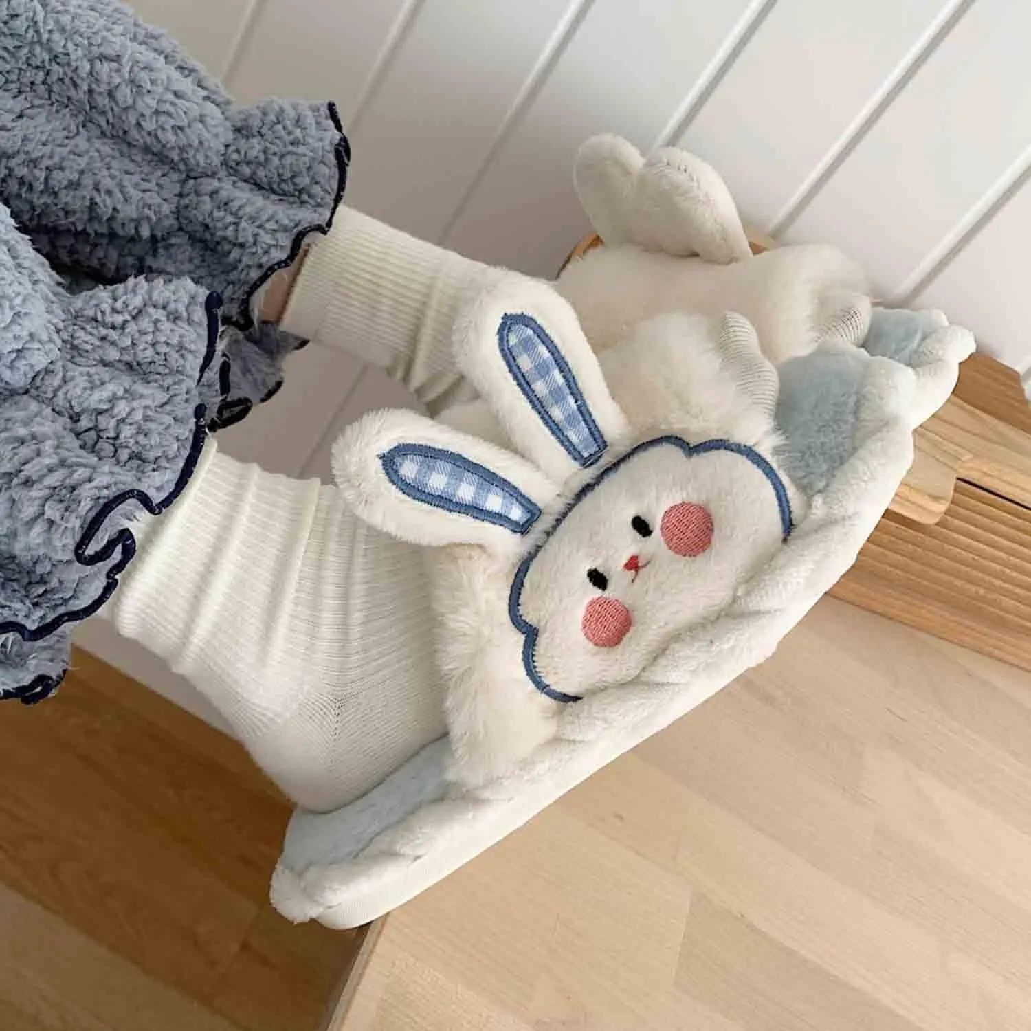 Women Rabbit Slippers for Kids Girls Cute Fluffy Memory Foam House Slippers Warm Plush Bedroom Anti-Slip Animal House Shoes