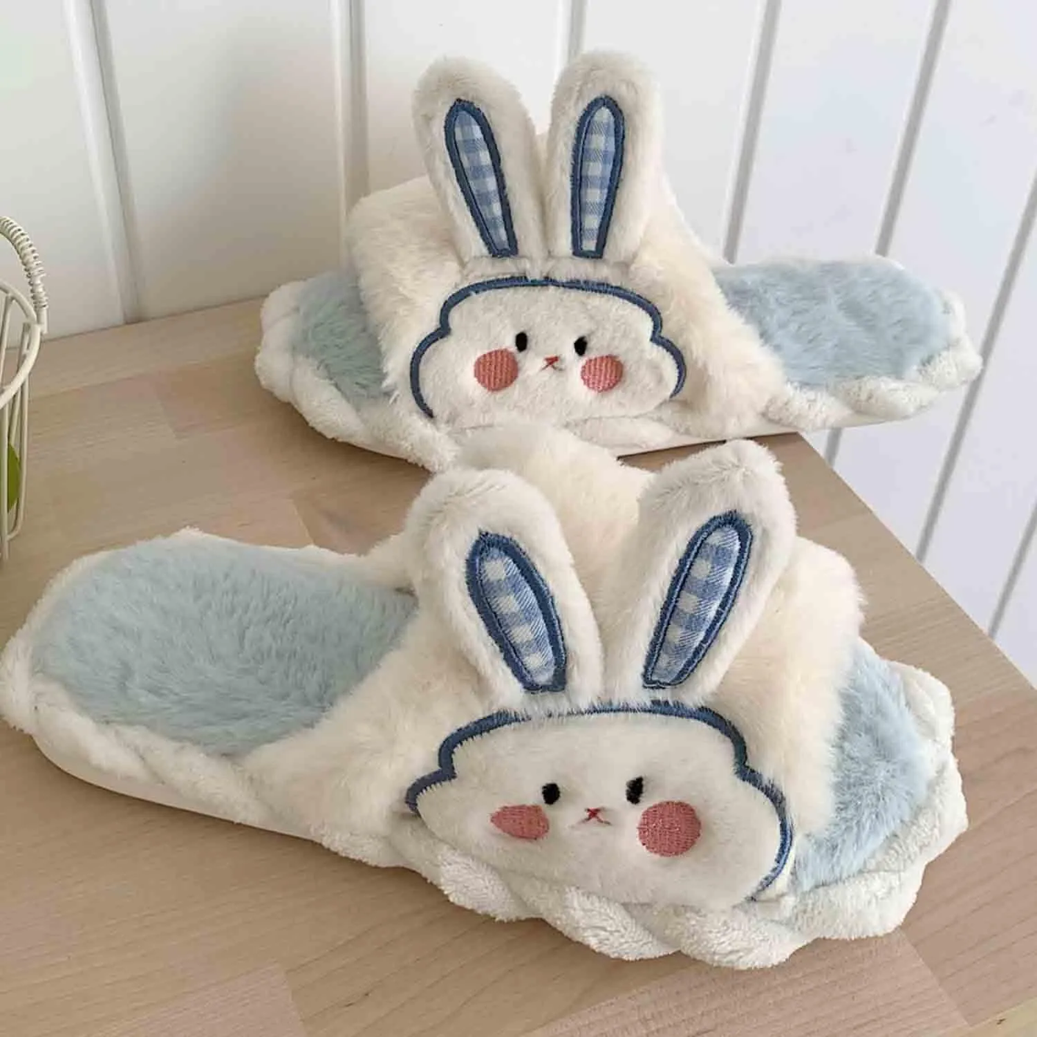 Women Rabbit Slippers for Kids Girls Cute Fluffy Memory Foam House Slippers Warm Plush Bedroom Anti-Slip Animal House Shoes