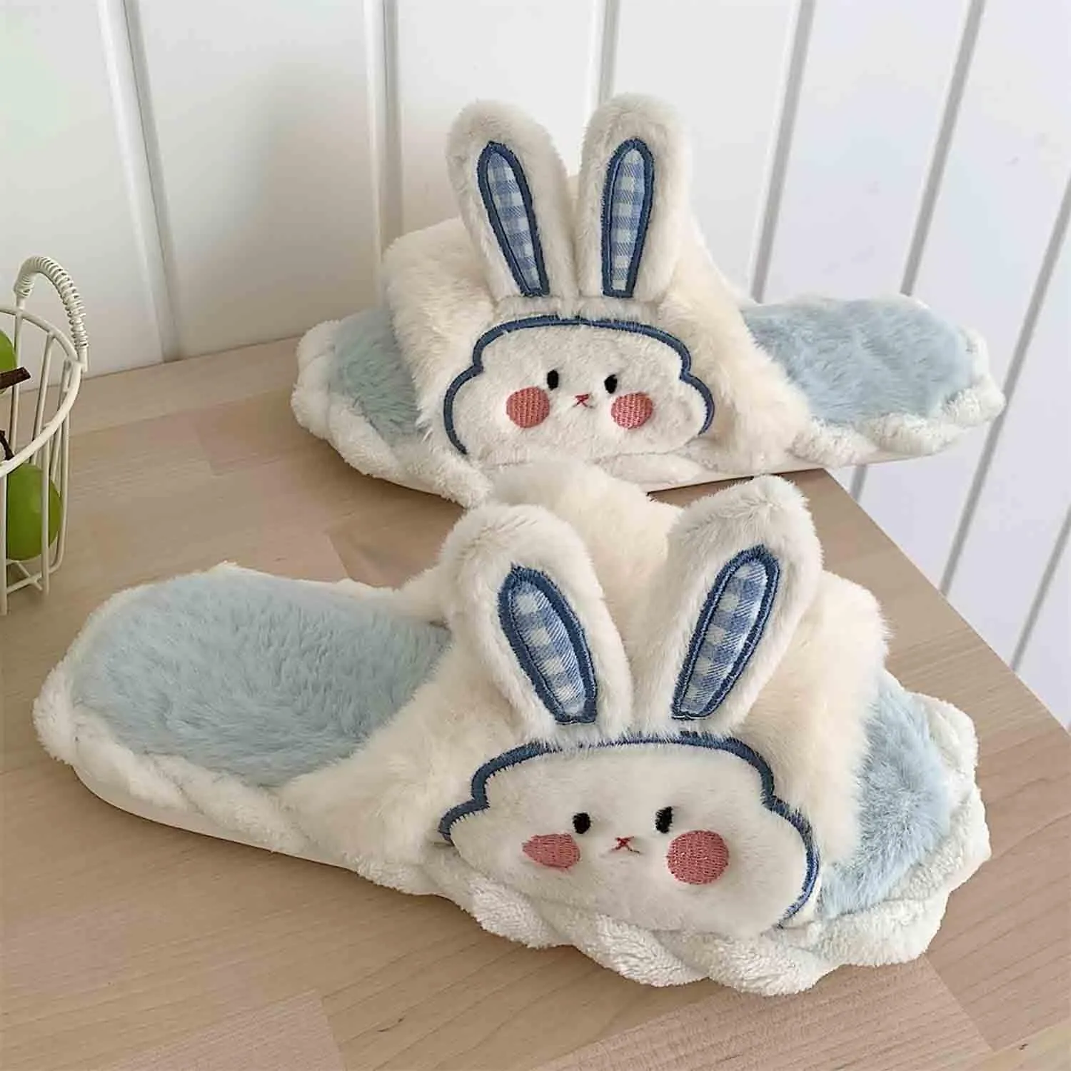 Women Rabbit Slippers for Kids Girls Cute Fluffy Memory Foam House Slippers Warm Plush Bedroom Anti-Slip Animal House Shoes