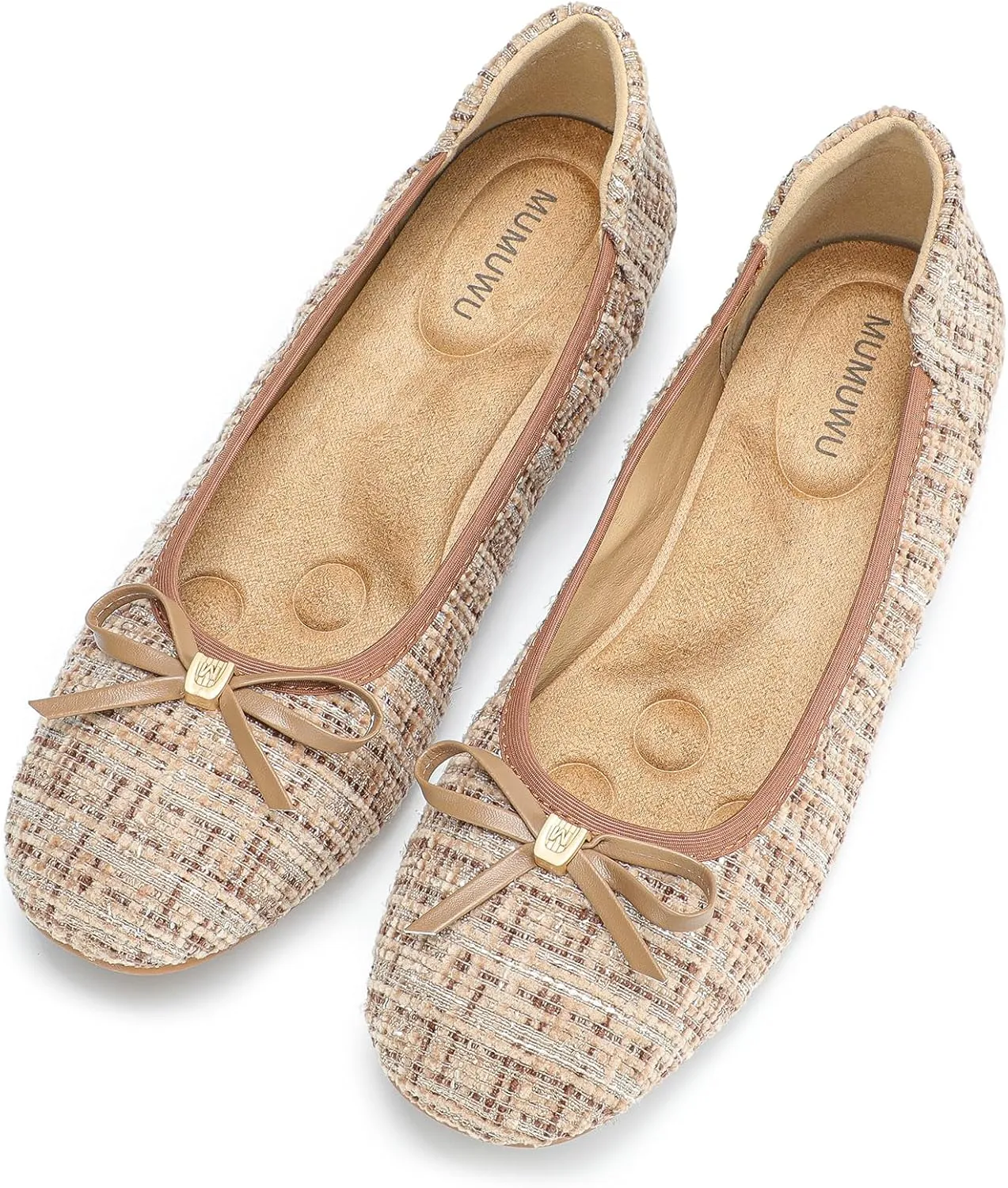 Women's Comfortable Ballet Flats Round Toe Flat Shoes for Women Bow Dressy Flats Shoes with Arch Support Insole