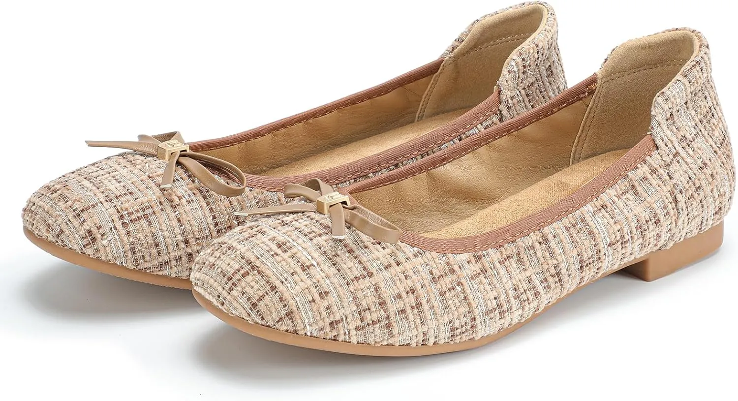 Women's Comfortable Ballet Flats Round Toe Flat Shoes for Women Bow Dressy Flats Shoes with Arch Support Insole