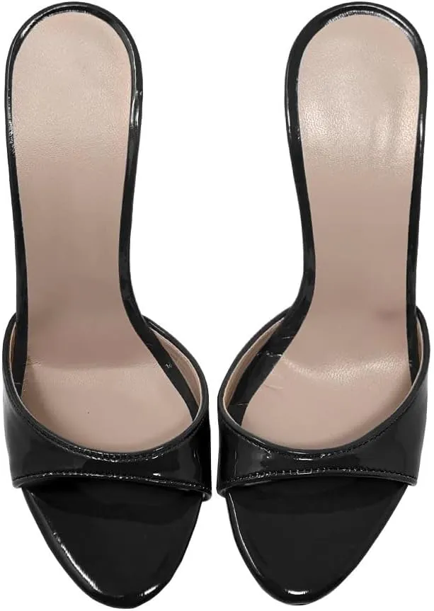 Women's Leather Stilettos High Heels Slides Slip on Crocodile Embossed Slingback Peep Open Toe Pumps Mules Sandals Formal