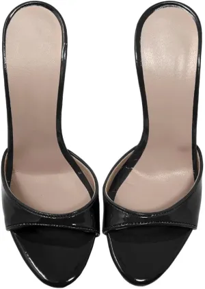 Women's Leather Stilettos High Heels Slides Slip on Crocodile Embossed Slingback Peep Open Toe Pumps Mules Sandals Formal