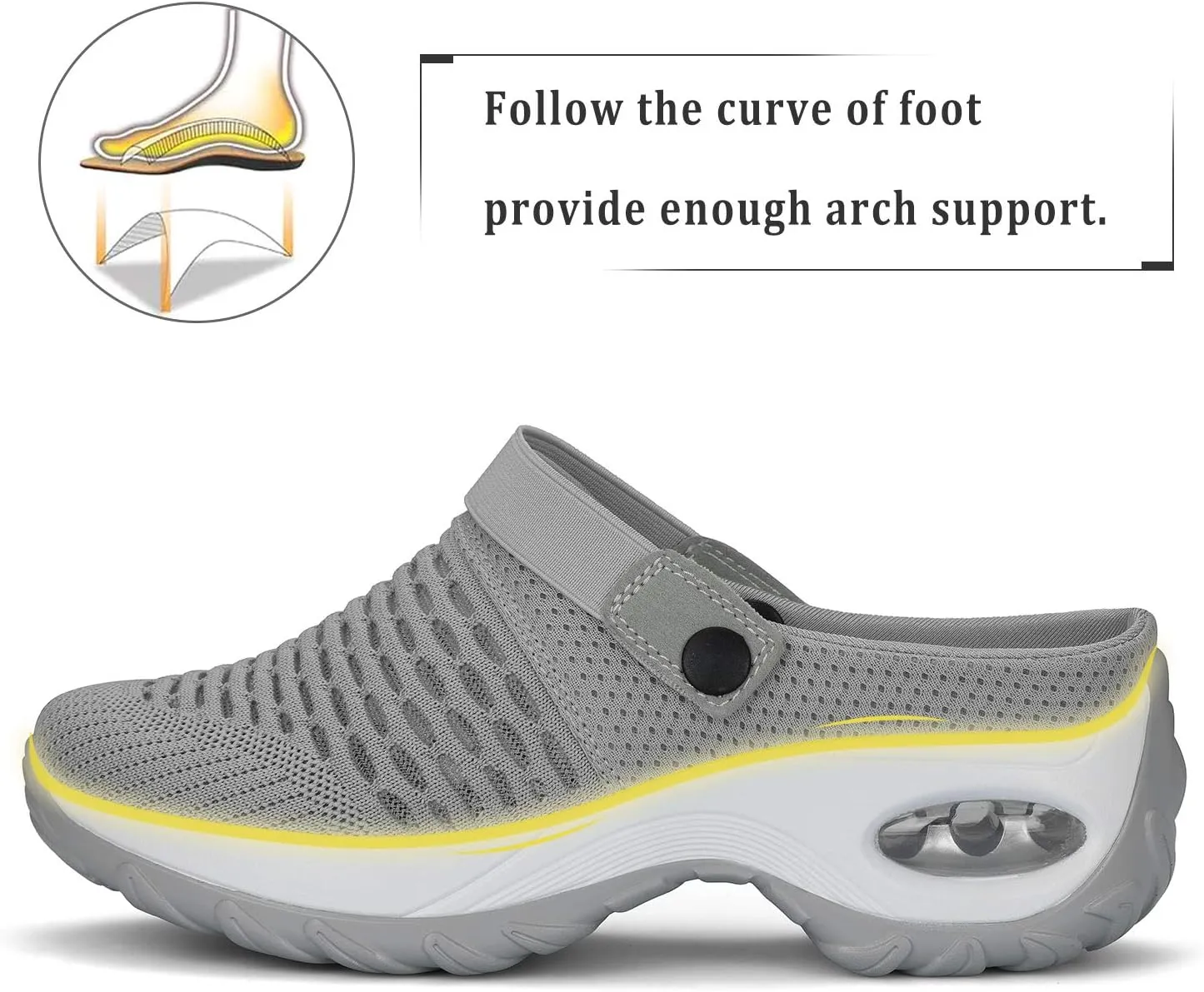 Women's Mesh Garden Shoes Air Cushion Mule Clogs Lightweight Walking Shoes