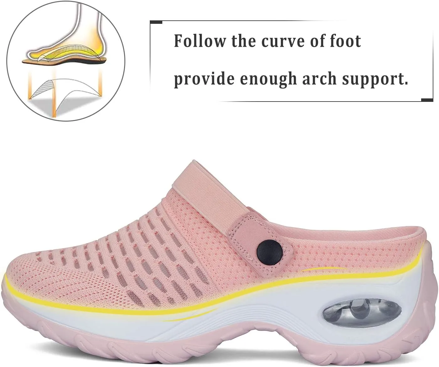 Women's Mesh Garden Shoes Air Cushion Mule Clogs Lightweight Walking Shoes