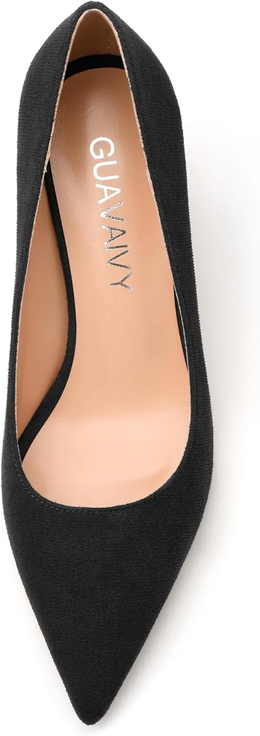 Women's Pointed Toe Mid Heel Pumps Slip On Fashion Closed Toe High Heel Shoes for Women