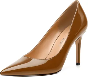 Women's Pumps, Pointed Toe Slip On High Heels, Fashion Solid Patent High Heel Shoes for Women