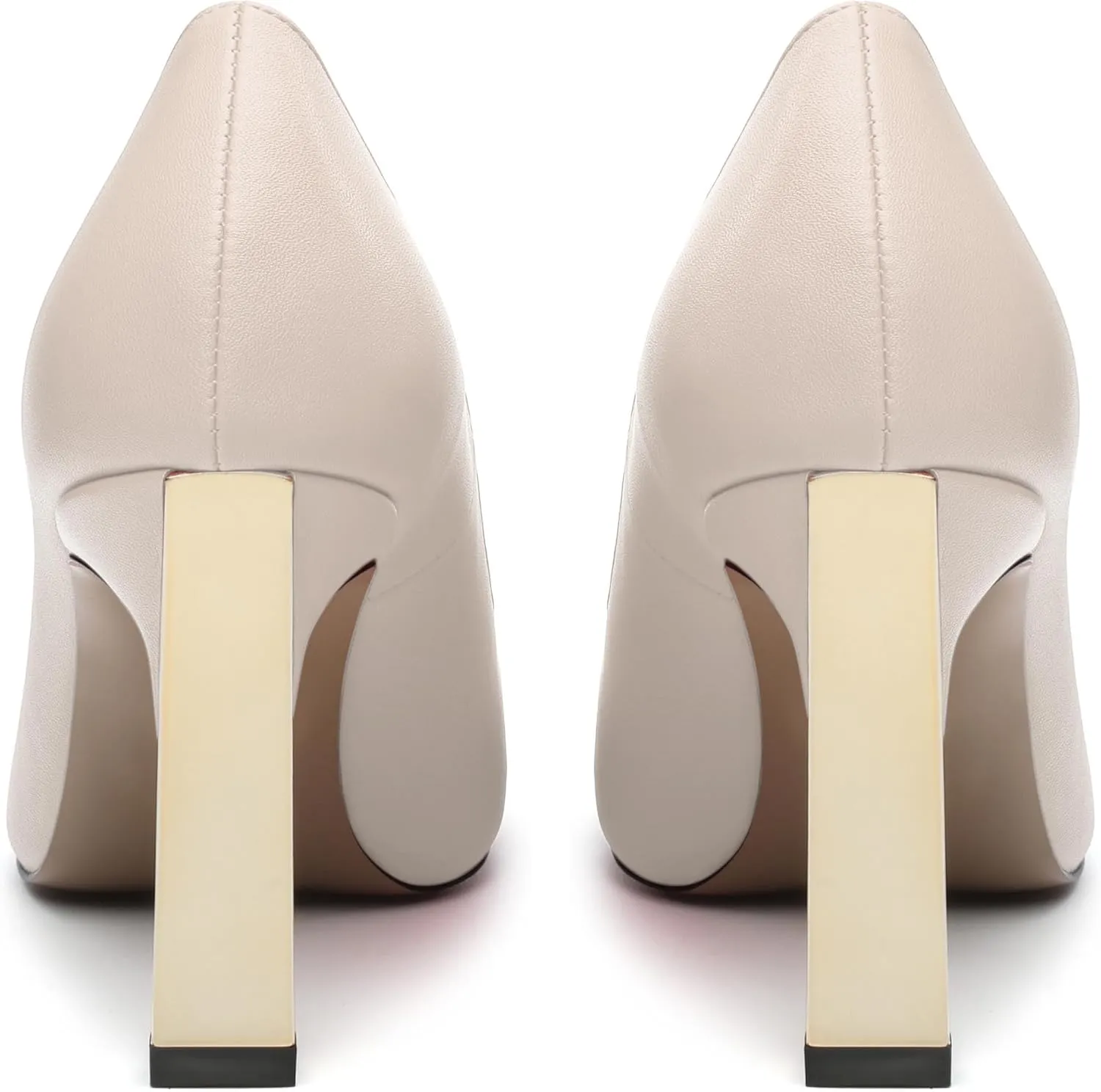 Women's Pumps, Square Toe Chunky High Heels, Slip On Fashion Two Toned Patchwork Womens Shoes for Office Wedding Party
