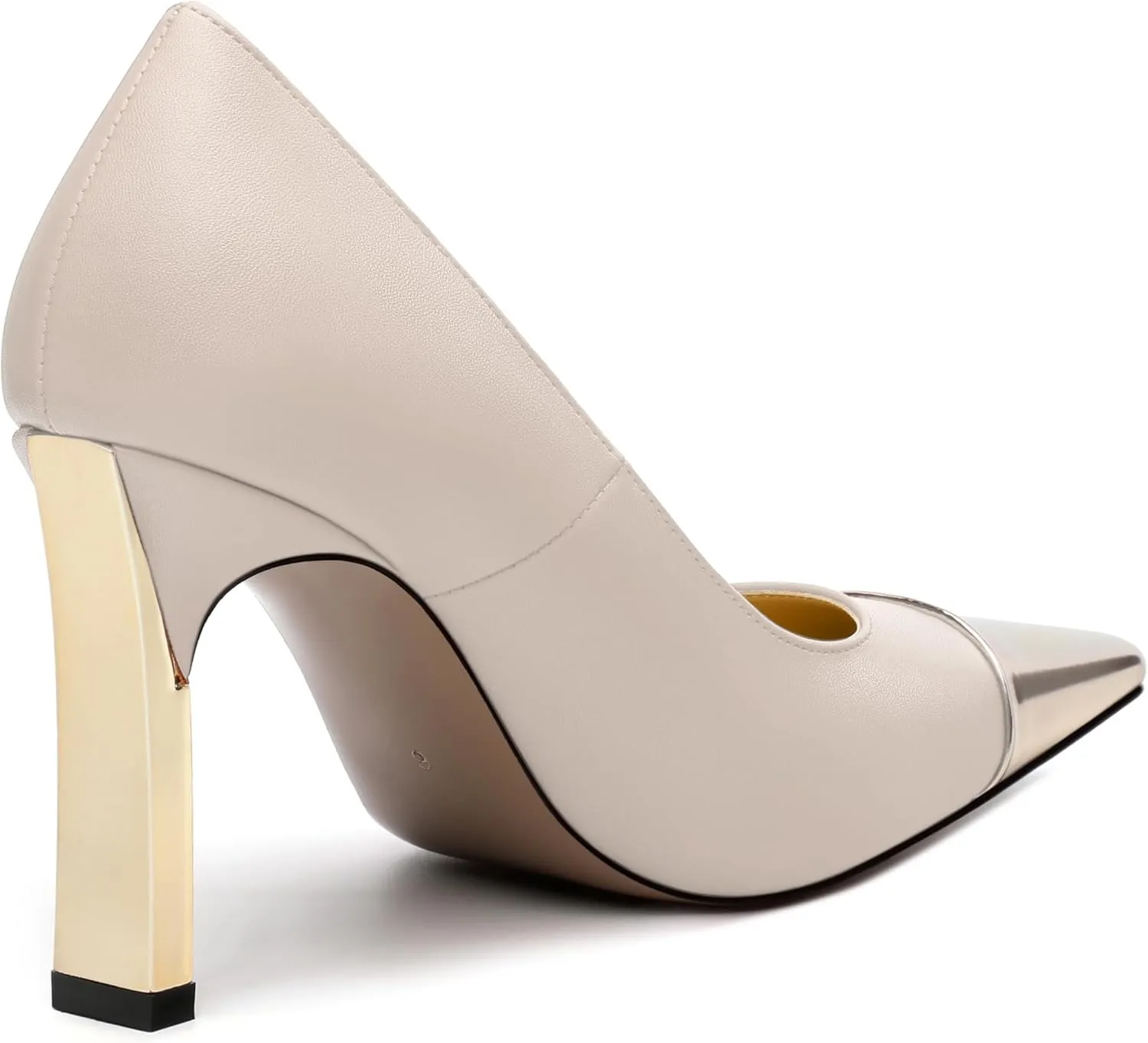 Women's Pumps, Square Toe Chunky High Heels, Slip On Fashion Two Toned Patchwork Womens Shoes for Office Wedding Party