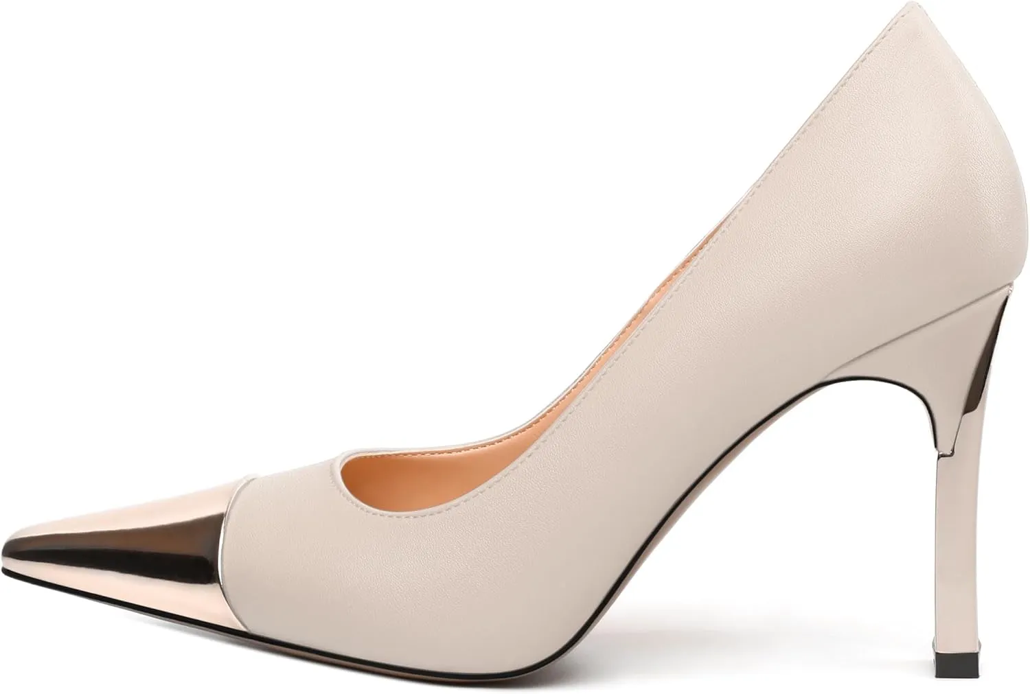 Women's Pumps, Square Toe Chunky High Heels, Slip On Fashion Two Toned Patchwork Womens Shoes for Office Wedding Party