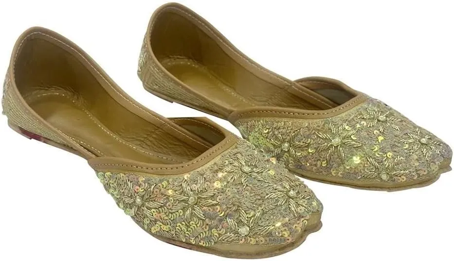 Women's Punjabi Jutti for Ethnic Shoes Cream Gold Wedding Shoes Mojari Traditional Indian Jooti Sandles Handmade Juti