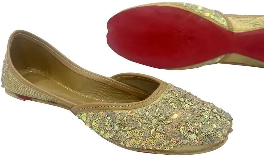 Women's Punjabi Jutti for Ethnic Shoes Cream Gold Wedding Shoes Mojari Traditional Indian Jooti Sandles Handmade Juti