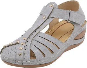 Womens Sandals Dressy Summer Beach Bohemia Ankle Strap Causal Comfortable Closed Toe Tan Sandals for Women Flat Slip on