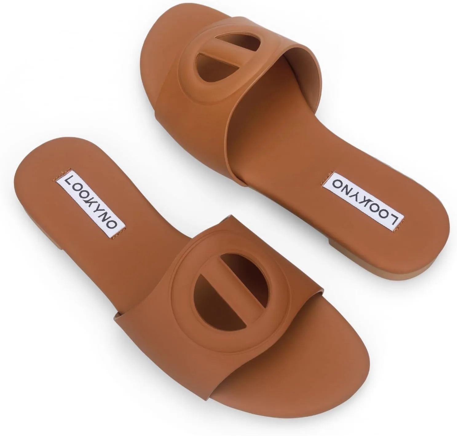 Womens Sandals Dressy Summer Flat Sandals 2025 Open Toe Slippers Slip On Slides with Semicircle Cutouts