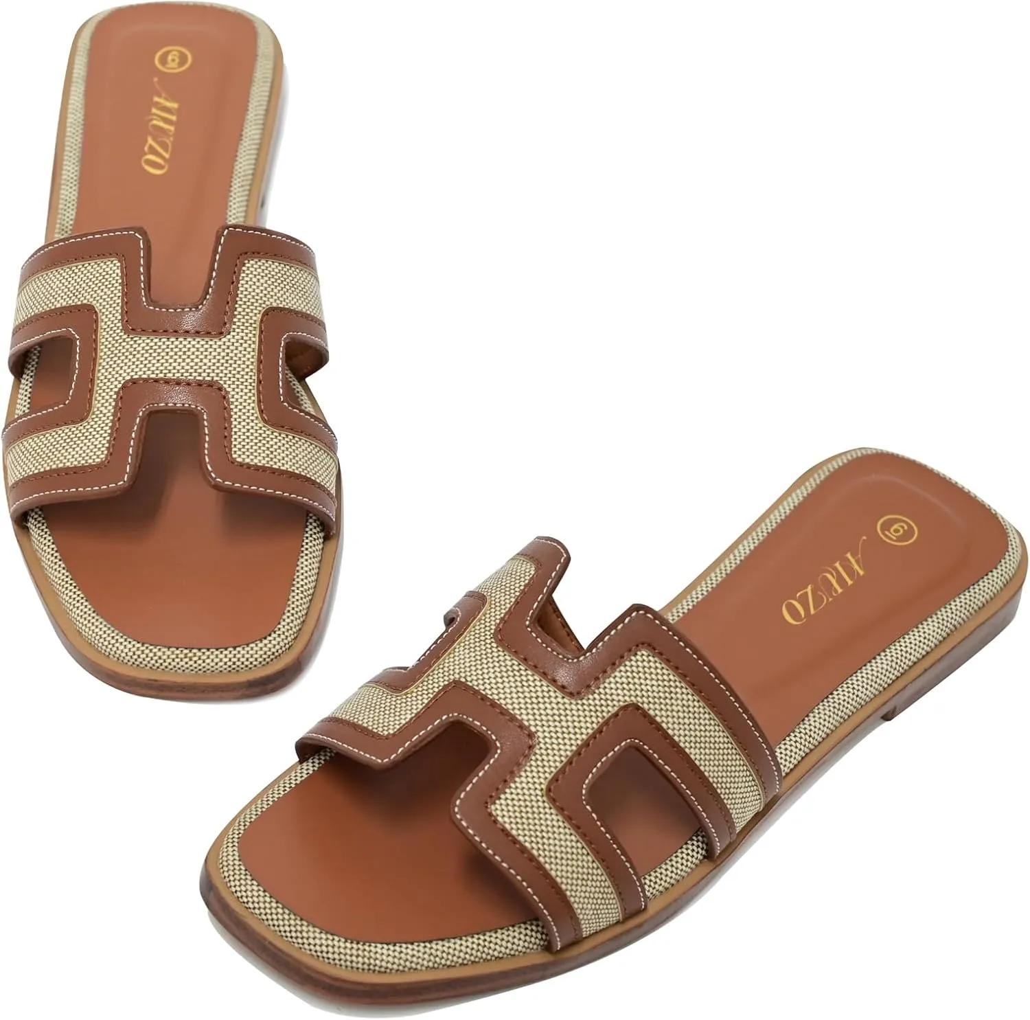 Women's Slide Sandals Wide Width Flats Slip-On Open Toe Memory Foam Comfort for Walking, Beach & Casual - Anti-Slip Sole