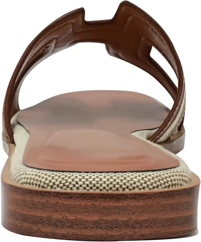 Women's Slide Sandals Wide Width Flats Slip-On Open Toe Memory Foam Comfort for Walking, Beach & Casual - Anti-Slip Sole