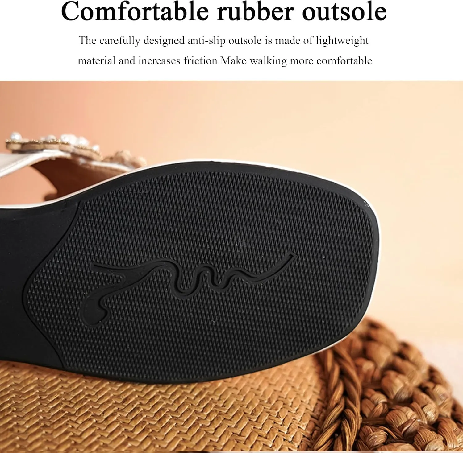 Women's Sparkle Pearl Flat T-Strap Thong Bohemian Sandals Adjust Ankle Strap Summer Fashion Comfort Slip-On Square Open Toe Flip Flops Sandals for Beach Party Prom