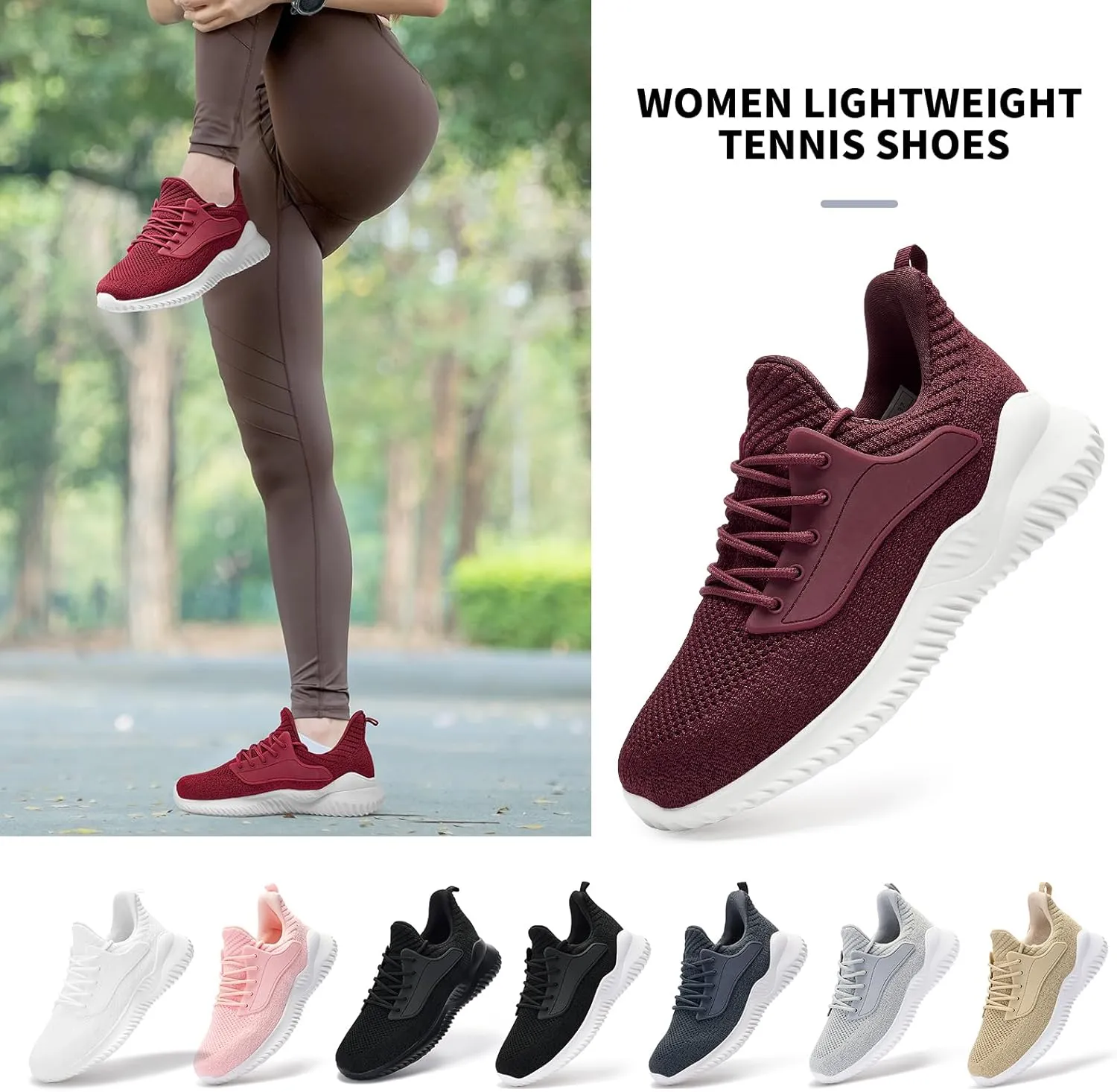 Womens Tennis Shoes Walking Sneakers - Memory Foam Running Slip On Gym Athletic Workout Nursing Comfort Work Shoe Lightweight