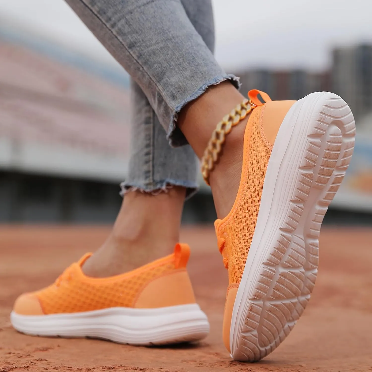 Womens Walking Shoes Tennis Lightweight Gym Sneakers Slip On Low Cut Workout Trainer Sport Breathable Mesh Running Shoes Comfortable Fashion Sneakers for Outdoor