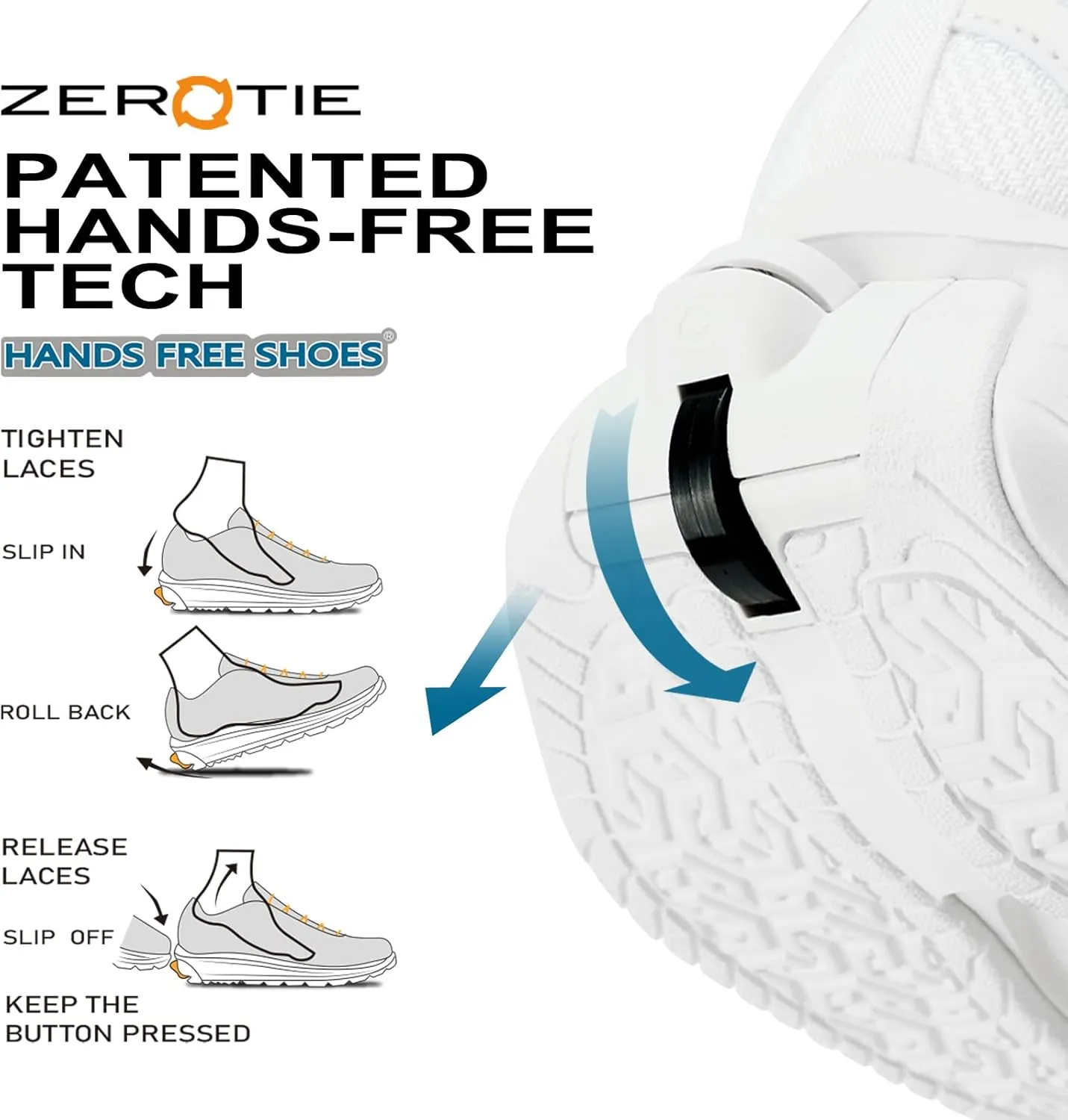 World's First Adjustable Hands Free Shoes for Women Men – Self Lacing Walking Shoes with Innovative Design, No-Tie Laces, No-Bend Convenience, Slip on & Slide & Go
