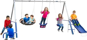 XDP Recreation Free N' Swing Swing Set, Gray, 91"D x 168"W x 74"H