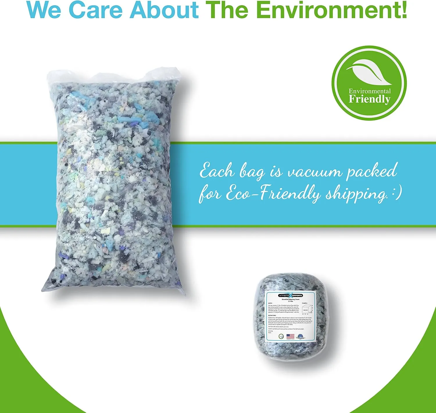 Xtreme Comforts Bean Bag Filler w/Shredded Memory Foam Filling - Pillow Stuffing Material for Couch Pillows, Cushions, Bean Bag Refill Filling, & More Poly Fil/Polyfill Stuffing Needs (2.5 Pounds)