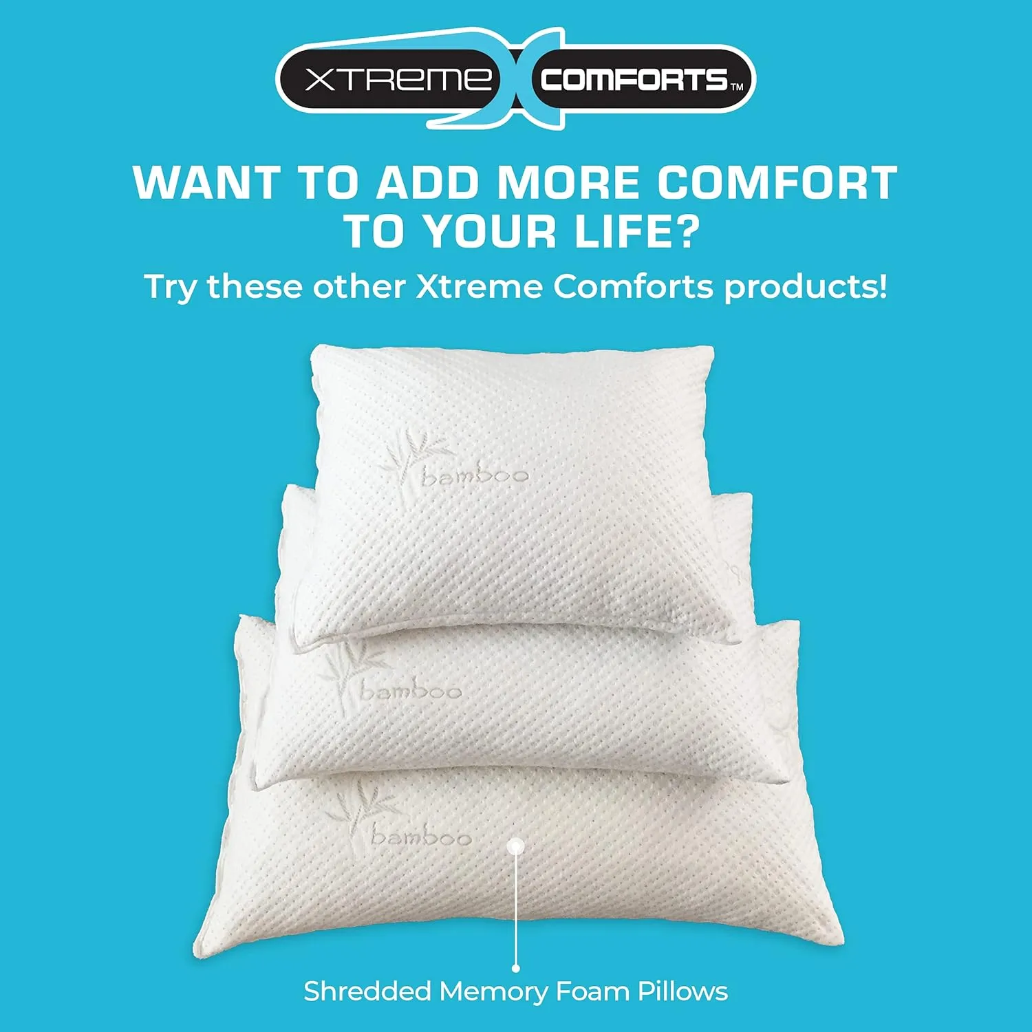 Xtreme Comforts Pillows for Sleeping - GreenGuard Gold Certified Adjustable Standard Memory Foam Pillow for Side, Back & Stomach Sleepers w/Removable Cooling Zipper Cover - Made in The USA