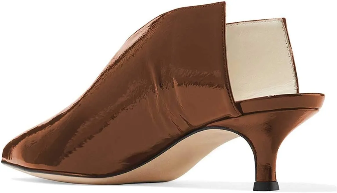 XYD Women Pointed Toe Kitten Mules Low Heels Slip On Pumps Slide Sandals Clog Backless Shoes