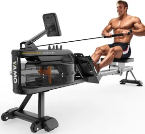 YAMO Rowing Machine for Home, Water Rowing Machine with LCD Display, Water Resistance Rowing Machine with 150 Kg Weight Capacity, Rowing Machine with 44 Days Kinomap App Membership