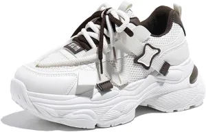 YAXE Women’s Platform Low Top Lace-up Chunky Walking Sneaker
