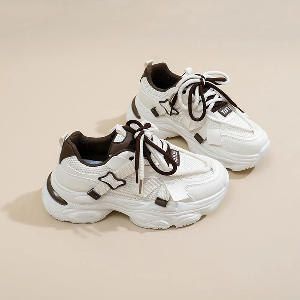 YAXE Women’s Platform Low Top Lace-up Chunky Walking Sneaker