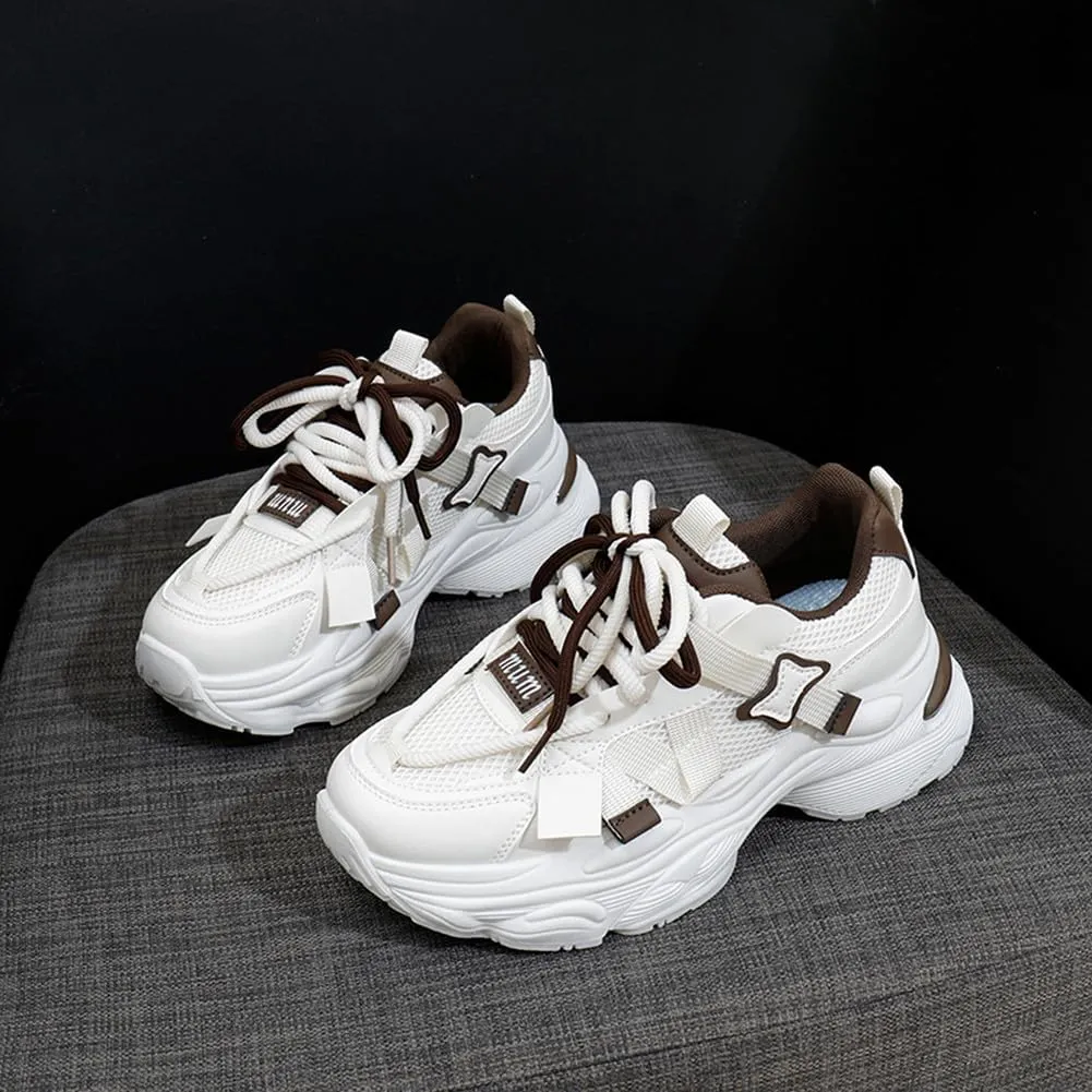 YAXE Women’s Platform Low Top Lace-up Chunky Walking Sneaker